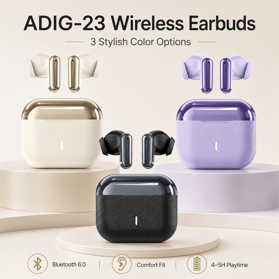 ADIG-23 Multi-color TWS Bluetooth Earbuds, Touch Control Hands-Free Calls, Auto Pairing, Siri Activate Stereo Sound