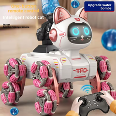 Cross-border New Eight-wheel Stunt Robot cat Gesture Sensing Children's Toy Remote Control Mechanical cat Color-changing Lights