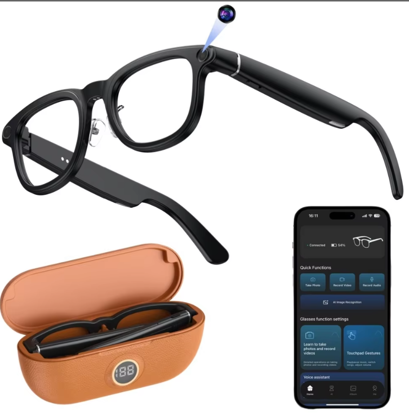 X01 Smart Glasses Real-time Translation Multi-language Meeting Notes Touch+Button Control for AI Video Voice Recording Camera