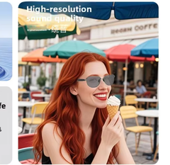 Smart Glasses HY-1013 AI Translation Simultaneous Interpretation Conferences for Audio Wearable Device Touch Control Magnetic