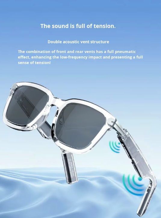 G01 New Transparent AI Translation Smart Glasses Black Touch Control 105mAh Battery for Call Listening Music