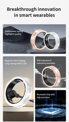 V6 Multi-functional Health Smart Ring | 128 Sports Modes, Fast Charging & Long Battery Life