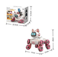 Cross-border New Eight-wheel Stunt Robot cat Gesture Sensing Children's Toy Remote Control Mechanical cat Color-changing Lights