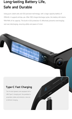 M88AI Multi-functional Smart Glasses | 200W Camera, Safe Pure Cobalt Battery, Full-scenario AI Interaction